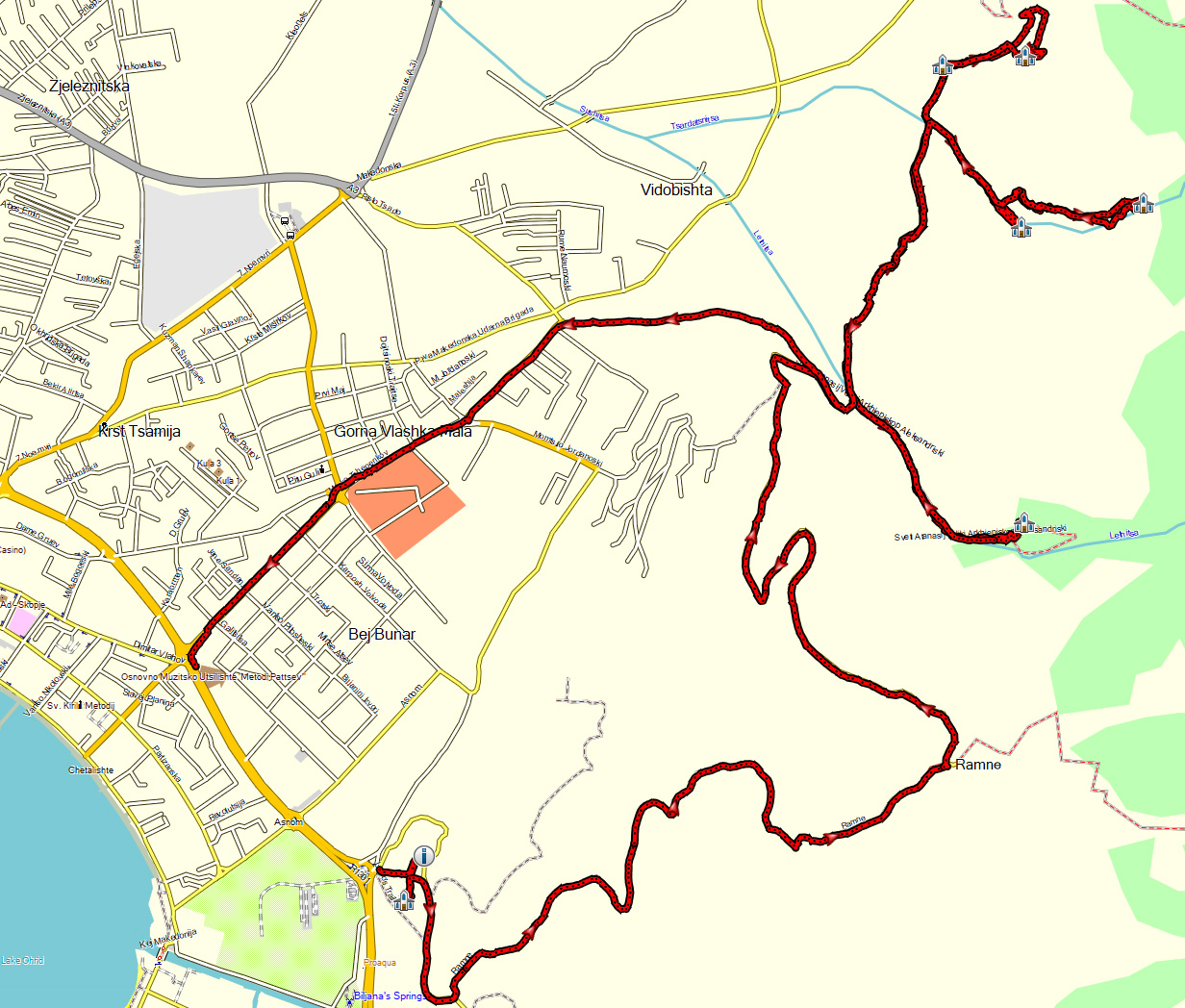 Ohrid - Ramne - Velgosti GPS map