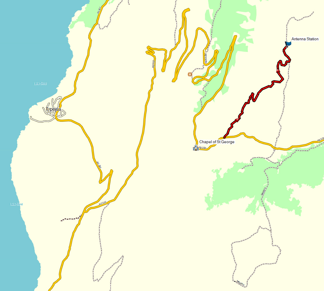 Lako Signoj hike in Galicica National Park GPS map