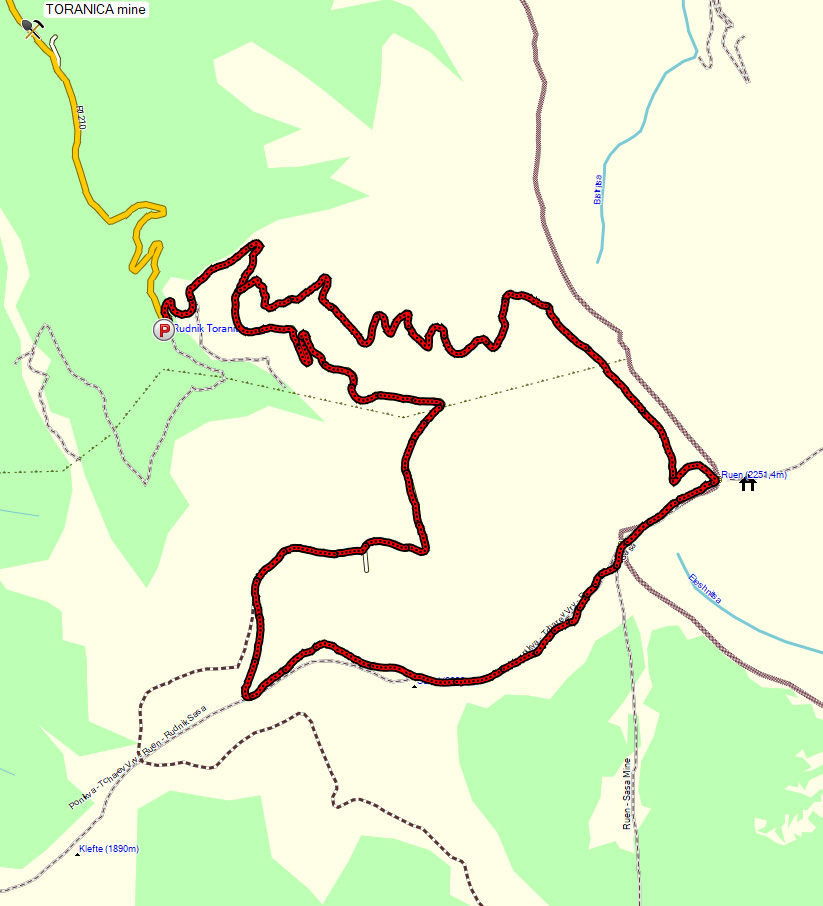 Hike to Ruen peak near Kriva Palanka GPS map