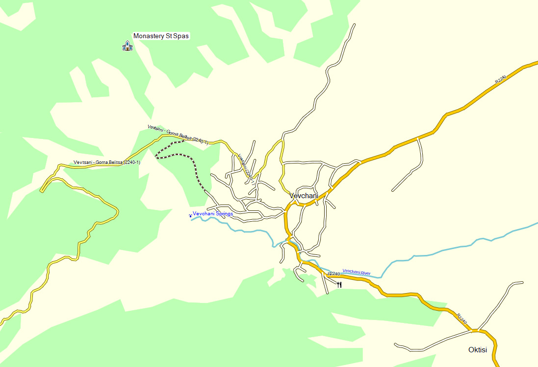 Location of the Monastery of St Spas near Vevchani
