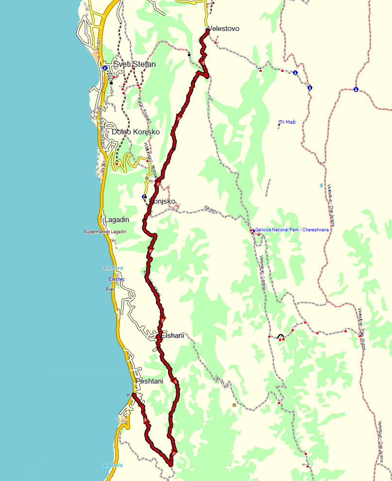 Velestovo-Konjsko-Elshani-Peshtani hike GPS map