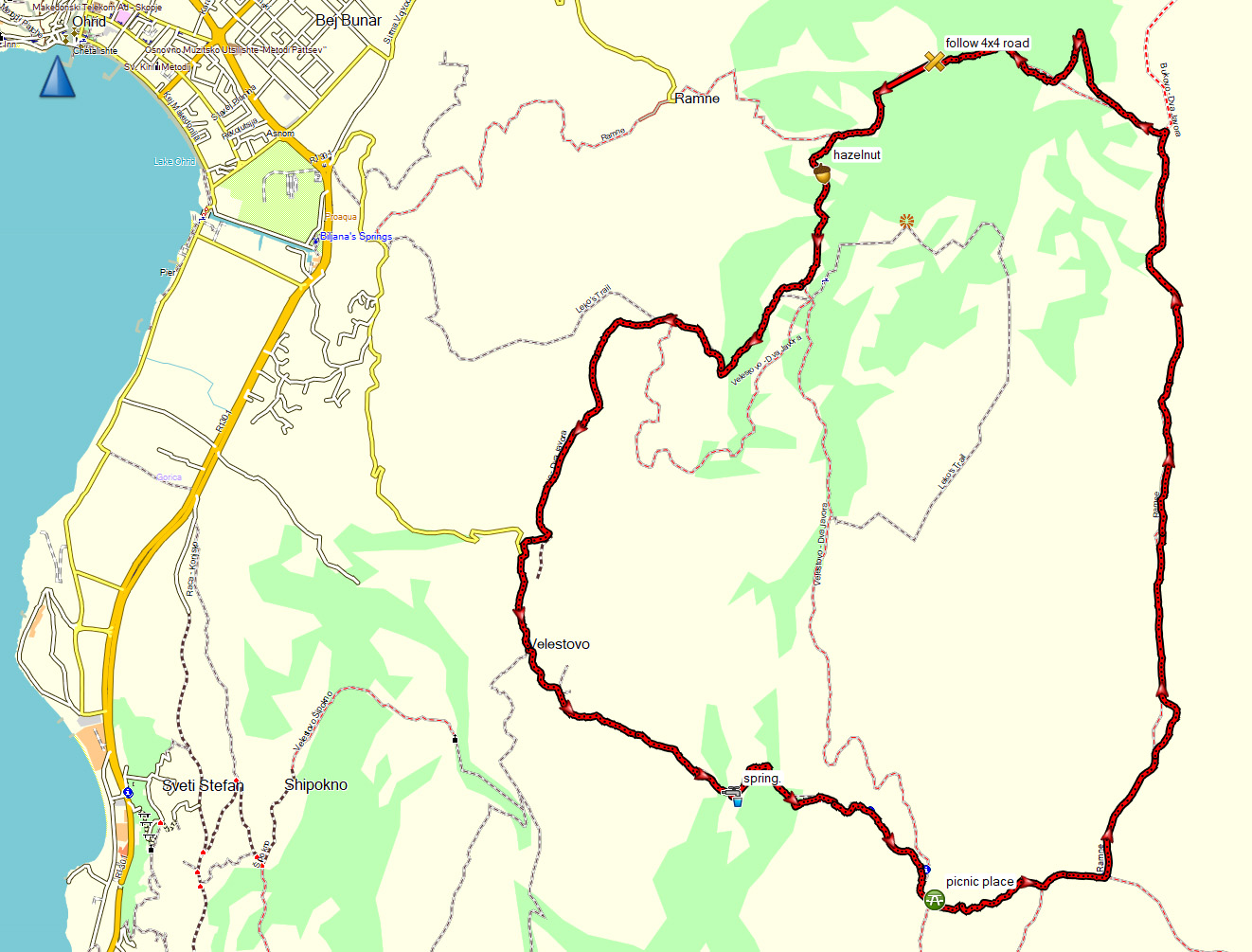Velestovo roundtrip through Galicica National Park GPS map