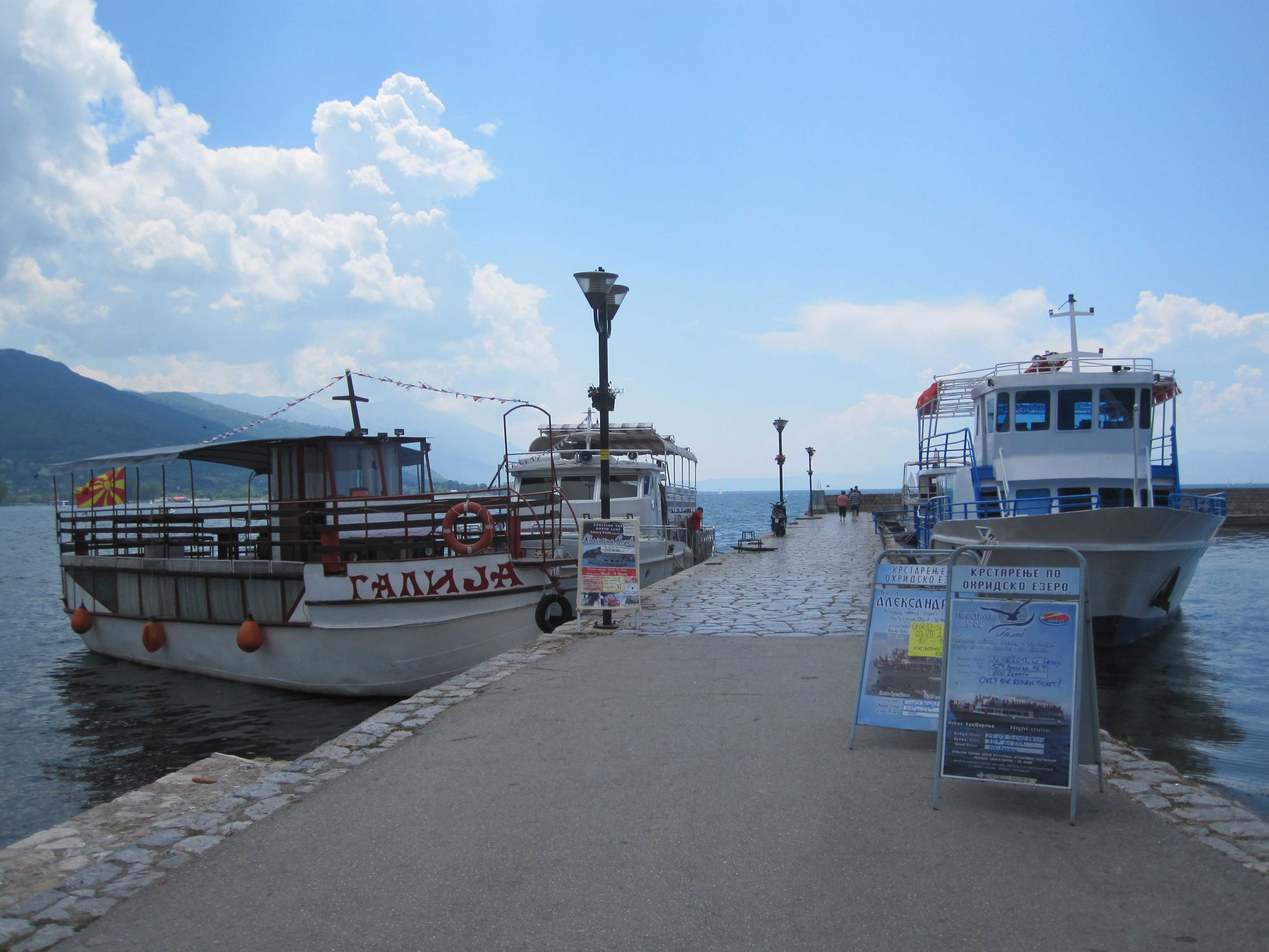 Boat to St Naum in the harbor of Ohrid
