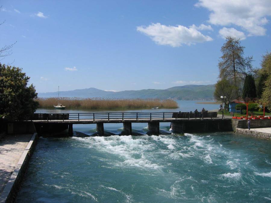 Where Lake Ohrid and Crni Drim river meet in Struga