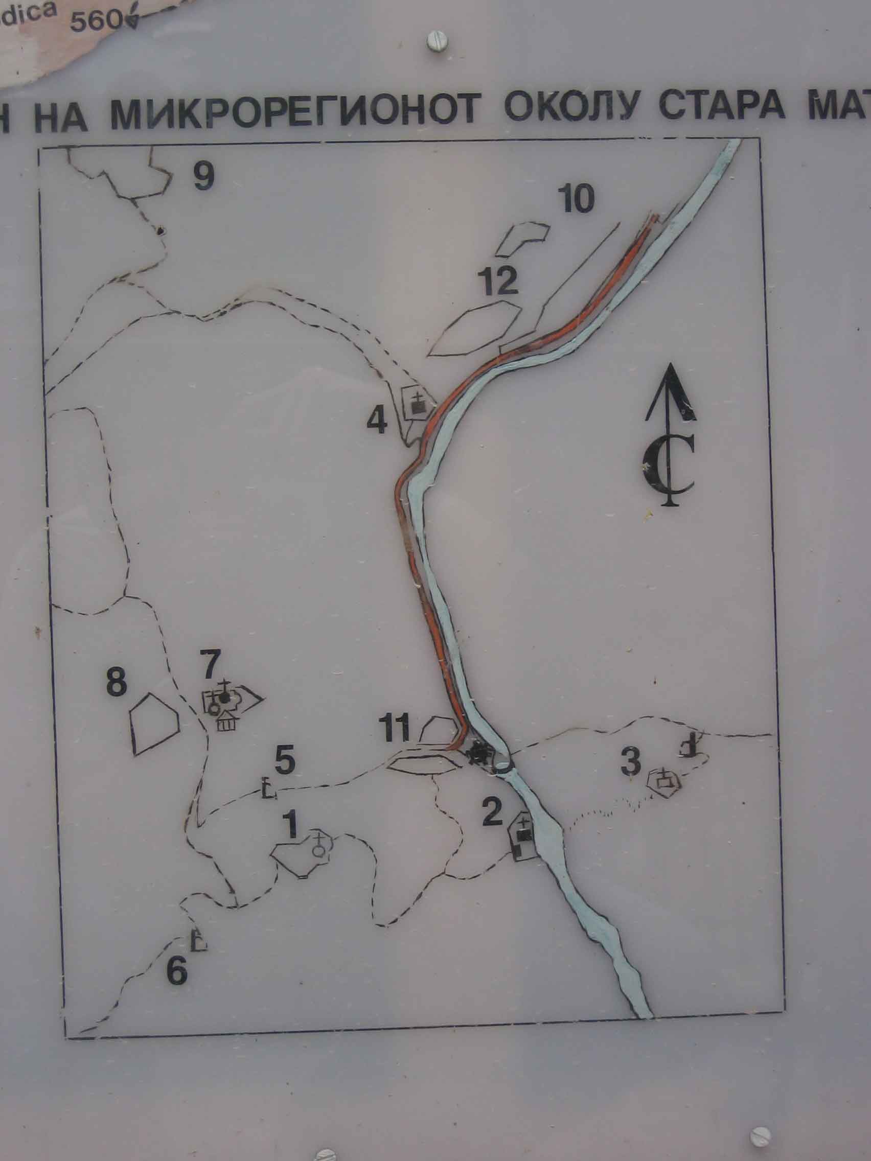 Map of Lake Matka region with hiking trails