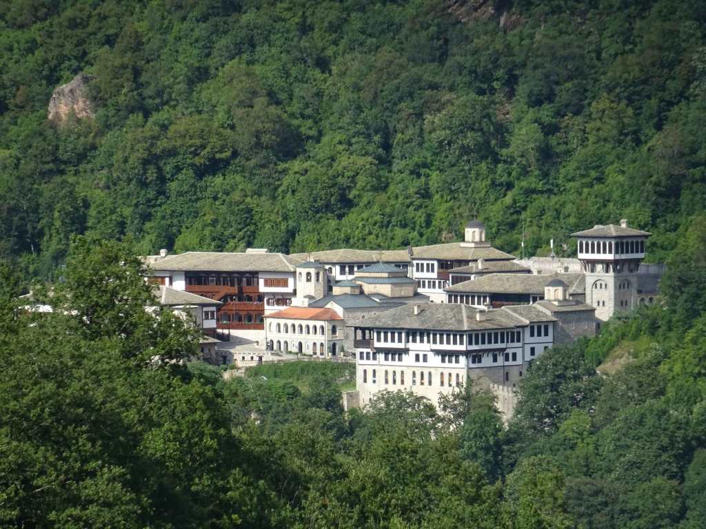 St Jovan Bigorski Monastery in Mavrovo National Park seen from Rostusa