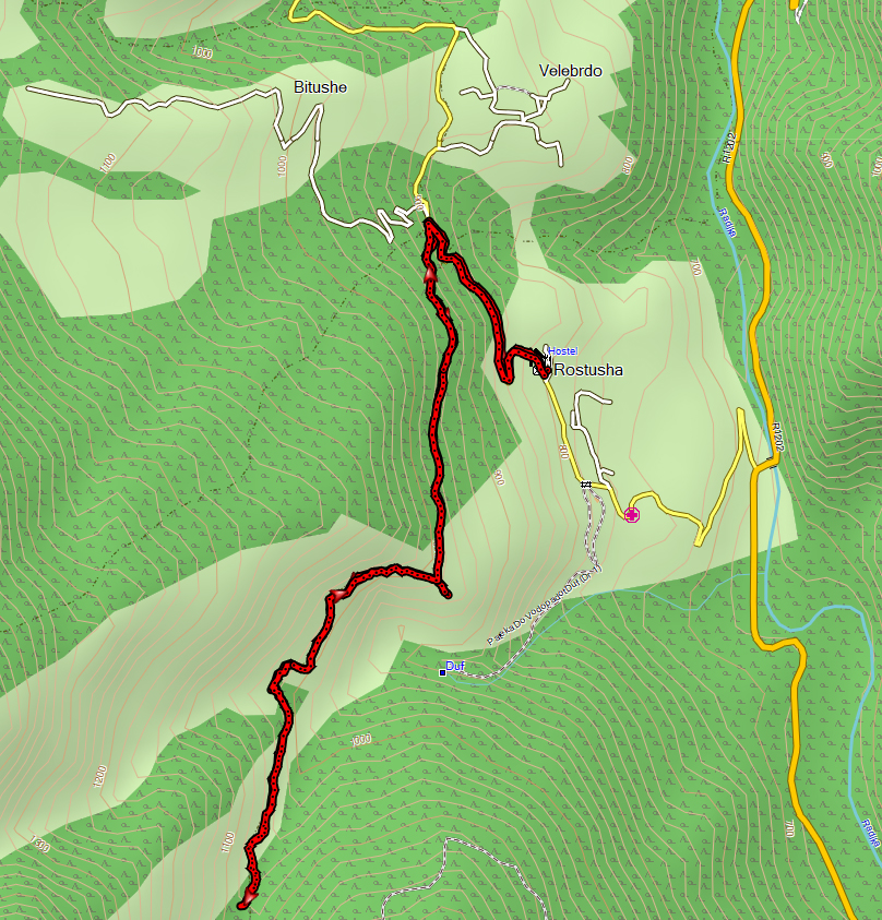 Hike above the Duf waterfall near Rostusa in Mavrovo National Park