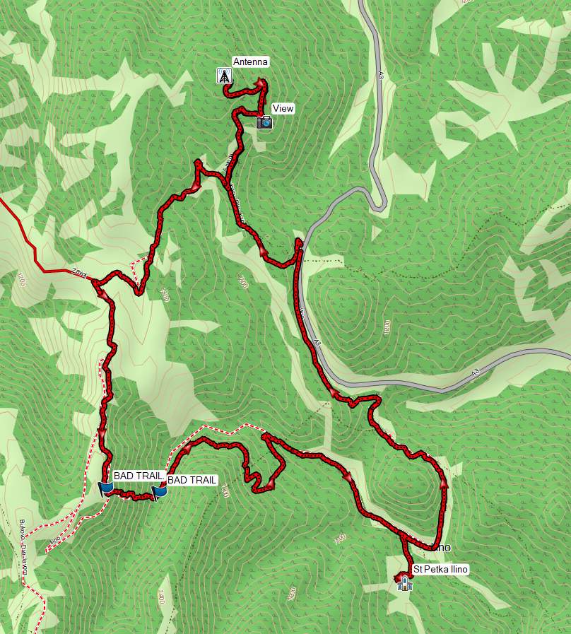 Map of Ilino hike in Galicica National Park