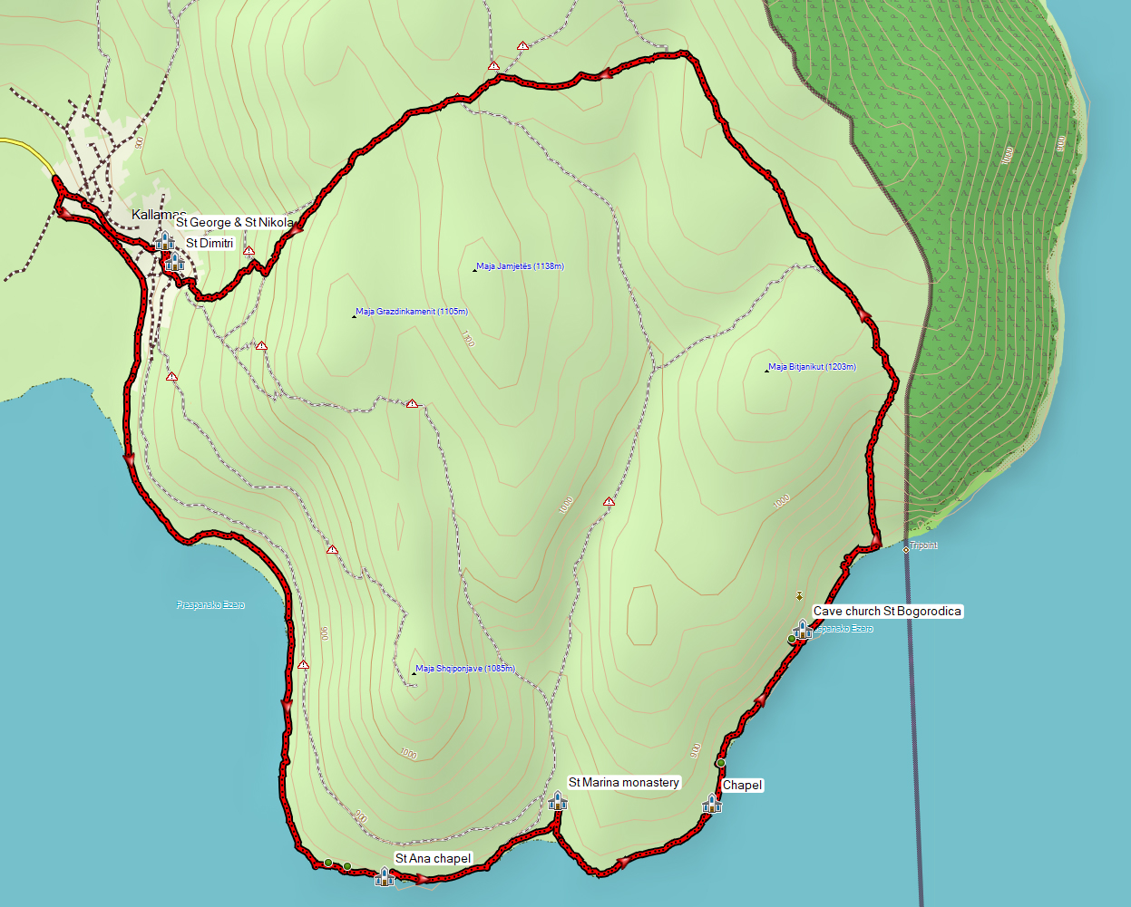 Tuminec Kallamas St Marina Monastery Cave Church St Bogorodica Lake Prespa hike