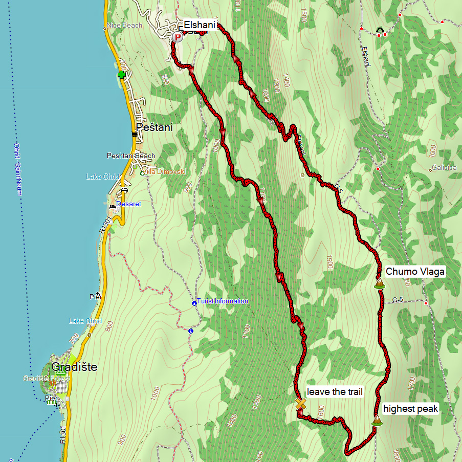 Hiking North Macedonia Ohrid Galicica National Park map
